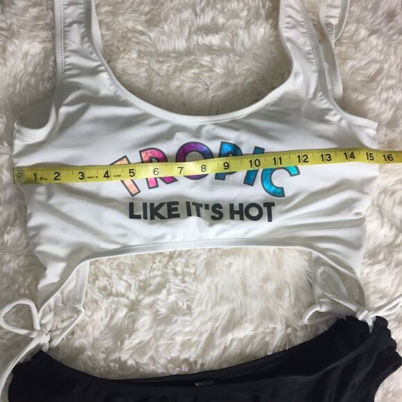 NWOT High Leg One Piece Swimsuit Sz 11/13 Black White Spring Break Swim - Picture 10 of 12